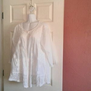 Johnny Was embroidered blouse with eyelet trim